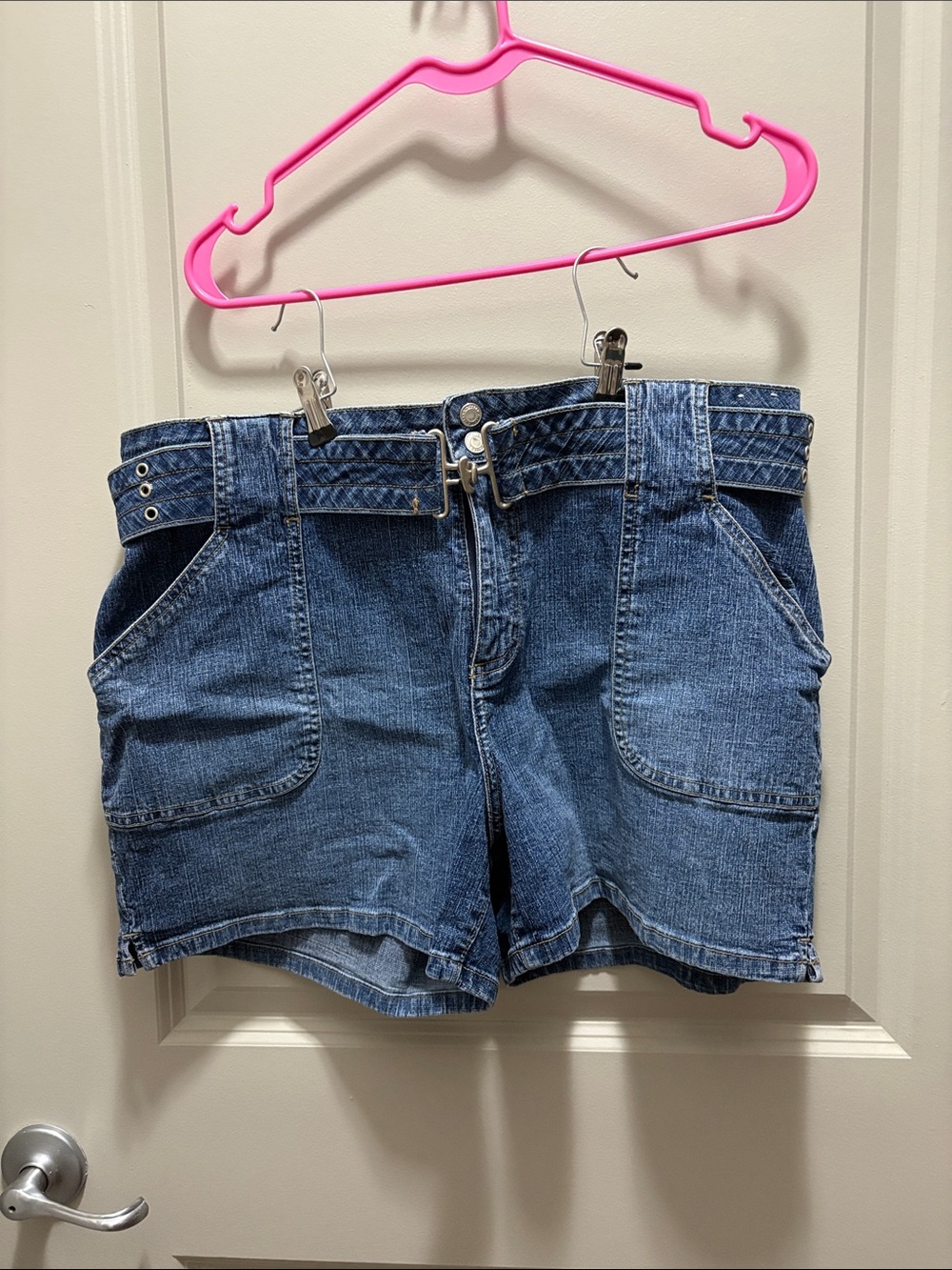 Faded Glory Blue Denim High-Rise Utility Shorts